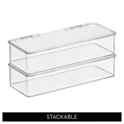 Idesign Stackable Hinged-lid Pantry Storage Box In Transparent