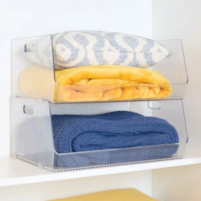 Idesign Stackable Open-front Bin With Handles, Set Of 2, Clear, Made In Transparent