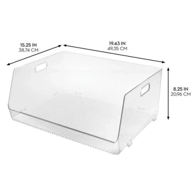 Idesign Stackable Open-front Bin With Handles, Set Of 2, Clear, Made In Transparent