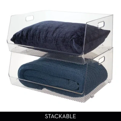 Idesign Stackable Open-front Bin With Handles, Set Of 2, Clear, Made In Transparent