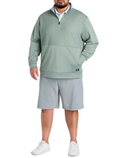 Reebok Big & Tall Performance Double-knit 1/4-zip Pullover In Green