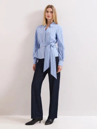 Phase Eight Collared Statement-belt Shirt In Blue