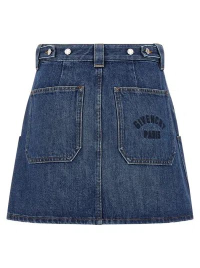 Givenchy Denim Skirt Featuring Belt Loops Pockets Stitching In Blue