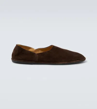 The Row Canal Suede Slip-on Shoes In Brown