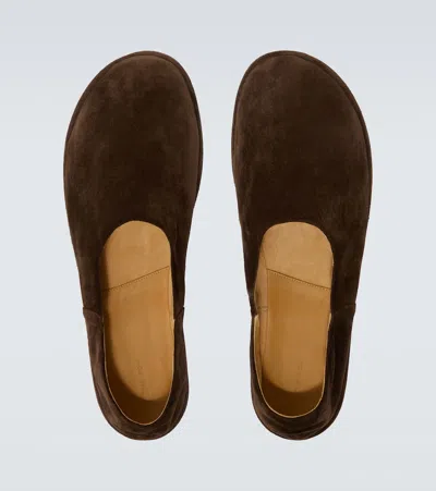 The Row Canal Suede Slip-on Shoes In Brown