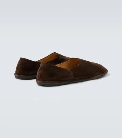 The Row Canal Suede Slip-on Shoes In Brown