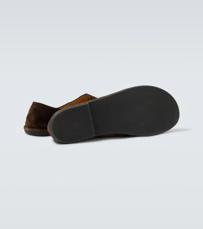 The Row Canal Suede Slip-on Shoes In Brown