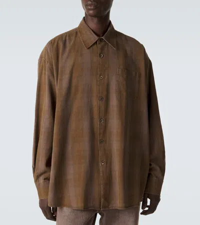 Our Legacy Mens Dakota Flannel Check Checked Relaxed-fit Cotton Shirt In Brown
