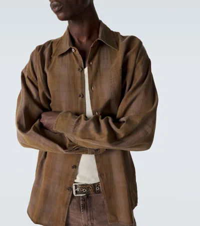 Our Legacy Mens Dakota Flannel Check Checked Relaxed-fit Cotton Shirt In Brown