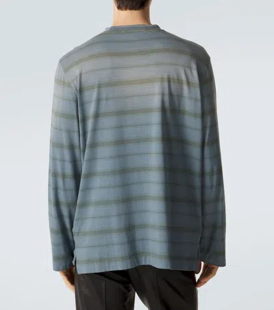 Our Legacy Mens Spray Fade Ghost Stripe Striped Boxy-fit Long-sleeve Cotton-shirt In Blue