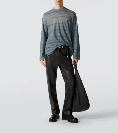 Our Legacy Mens Spray Fade Ghost Stripe Striped Boxy-fit Long-sleeve Cotton-shirt In Blue