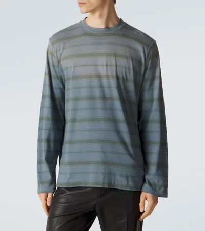 Our Legacy Mens Spray Fade Ghost Stripe Striped Boxy-fit Long-sleeve Cotton-shirt In Blue