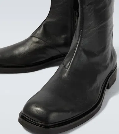 Our Legacy Daimono Boot Block Heel Square Toe Pull Tab In Black