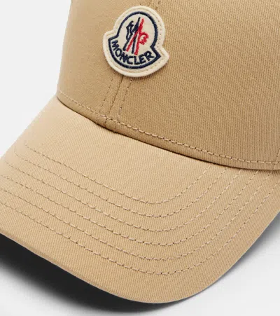Moncler Beige Baseball Cap With Embroidered Logo In Pink