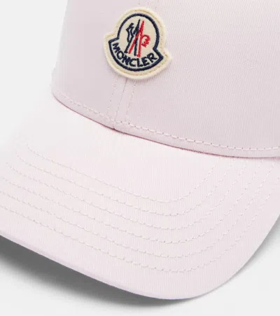 Moncler Gabardine Baseball Cap With Logo Patch In Pink