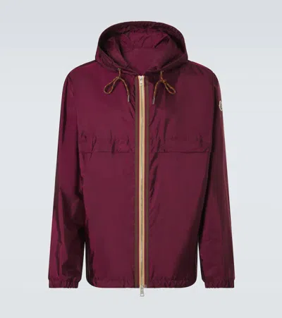 Moncler Hooded Jacket With Adjustable Hood For Men In Burgundy