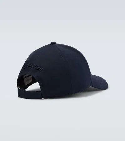 Moncler Logo-patch Cotton-gabardine Baseball Cap In Blue