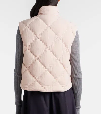 Moncler Biois High Collar Quilted Vest Pockets In Pink