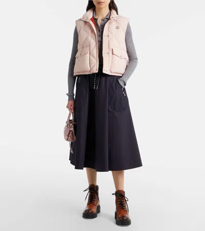 Moncler Biois High Collar Quilted Vest Pockets In Pink