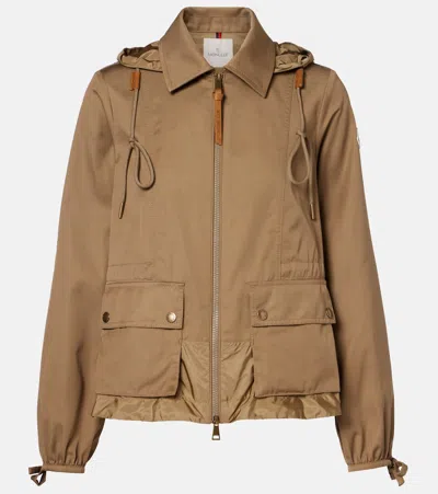 Moncler Womens Open Beige Adenium Hooded Shell-panelled Jacket In Brown