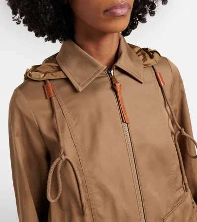 Moncler Womens Open Beige Adenium Hooded Shell-panelled Jacket In Brown