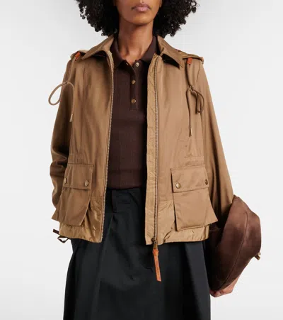 Moncler Womens Open Beige Adenium Hooded Shell-panelled Jacket In Brown