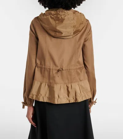 Moncler Womens Open Beige Adenium Hooded Shell-panelled Jacket In Brown