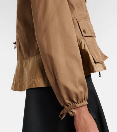 Moncler Womens Open Beige Adenium Hooded Shell-panelled Jacket In Brown