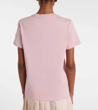 Moncler Cotton Ribbed Crewneck Short-sleeve T-shirt In Pink