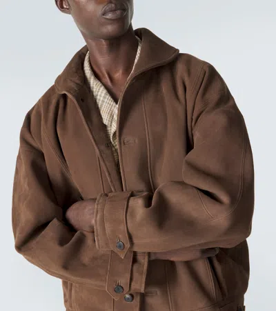 Auralee Button-up Suede Jacket In Brown