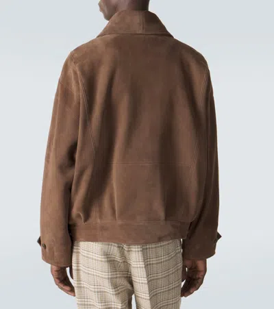 Auralee Button-up Suede Jacket In Brown