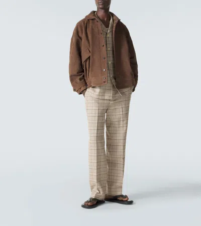 Auralee Button-up Suede Jacket In Brown