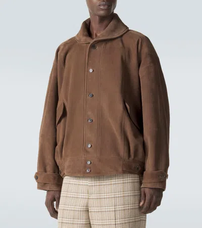 Auralee Button-up Suede Jacket In Brown