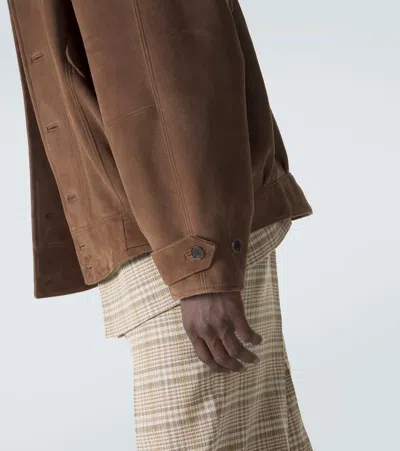 Auralee Button-up Suede Jacket In Brown