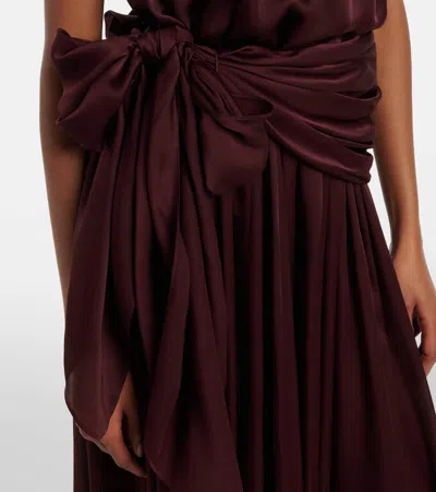 Zimmermann Luna Draped Silk Wide-leg Pants In Burgundy
