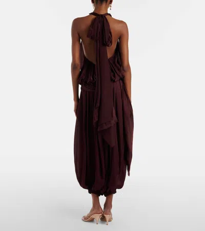 Zimmermann Luna Draped Silk Wide-leg Pants In Burgundy