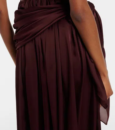Zimmermann Luna Draped Silk Wide-leg Pants In Burgundy