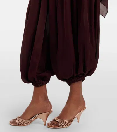 Zimmermann Luna Draped Silk Wide-leg Pants In Burgundy