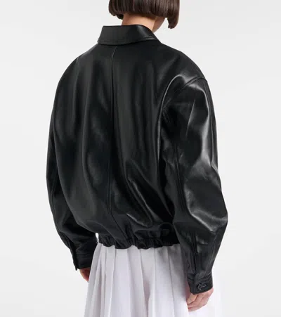 Prada Long-sleeved Leather Jacket In Black