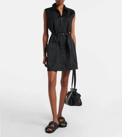 Prada Flat Sole Open Toe Leather Sandals In Black