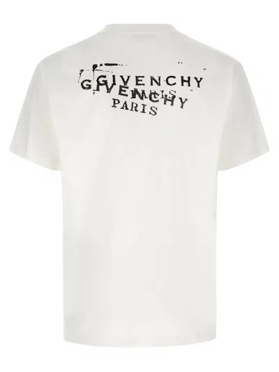 Givenchy Men White Crew Neck T-shirt With Logo On Front And Back In Cotton Man In White