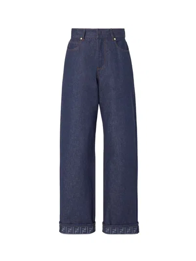 Fendi Long Jeans In Blue
