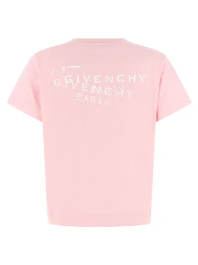 Givenchy Crew Neck Short Sleeve Straight Hem Top In Pink