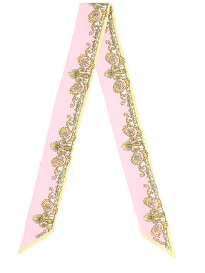 Versace Scarf With Print In Pink