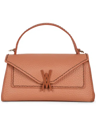 Visonà Brown Queen Rectangular Structured Fabric Handbag In Orange