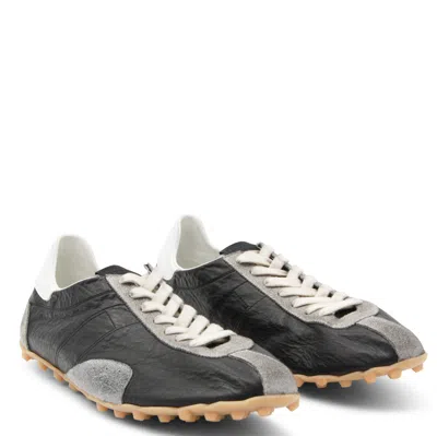 Maison Margiela Sneakers Sprinters In Suede And Leather With Vintage Finish In Black