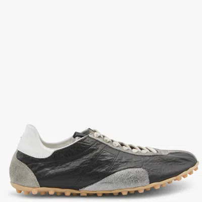 Maison Margiela Sneakers Sprinters In Suede And Leather With Vintage Finish In Black