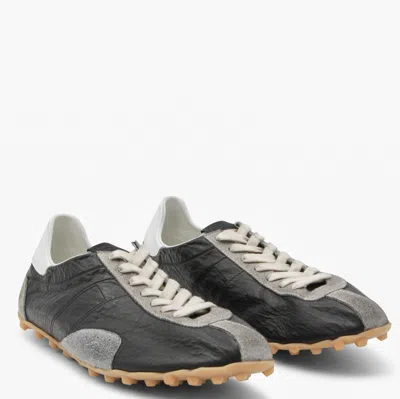 Maison Margiela Sneakers Sprinters In Suede And Leather With Vintage Finish In Black