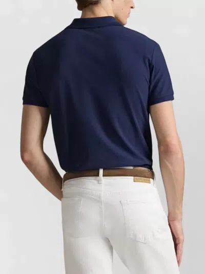 Polo Ralph Lauren Short Sleeve Polo Collar Knit Shirt In Blue