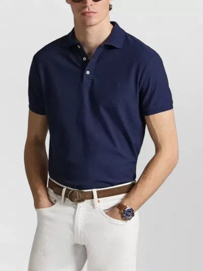 Polo Ralph Lauren Short Sleeve Polo Collar Knit Shirt In Blue
